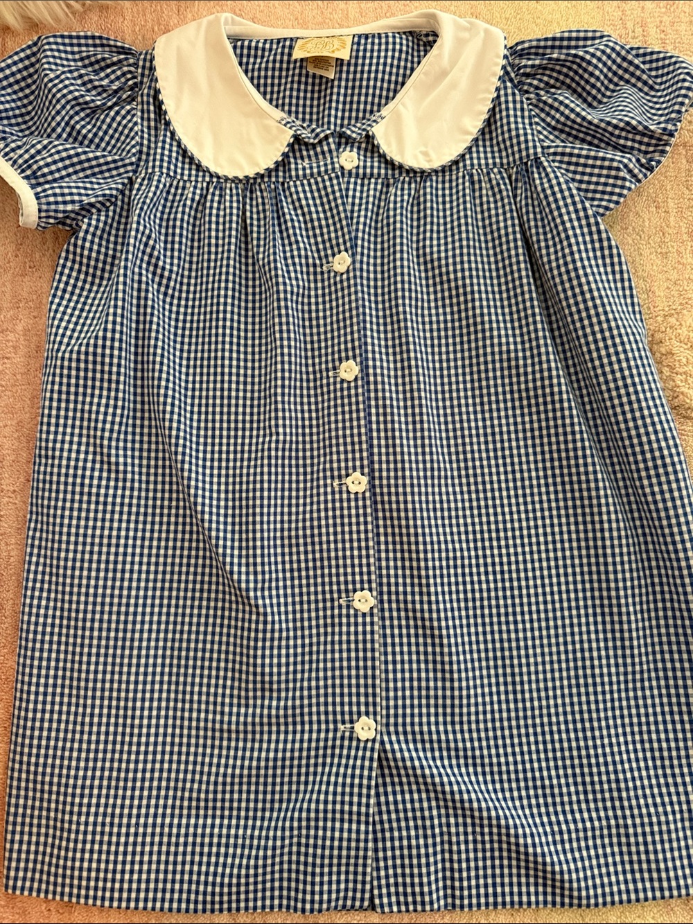 The Beaufort Bonnet Company Blue and White Gingham Peter Pan Collar Dress